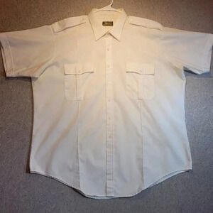 Men's Rapier White Short Sleeve Dress Uniform Shirt Size  19-1/2 TALLS